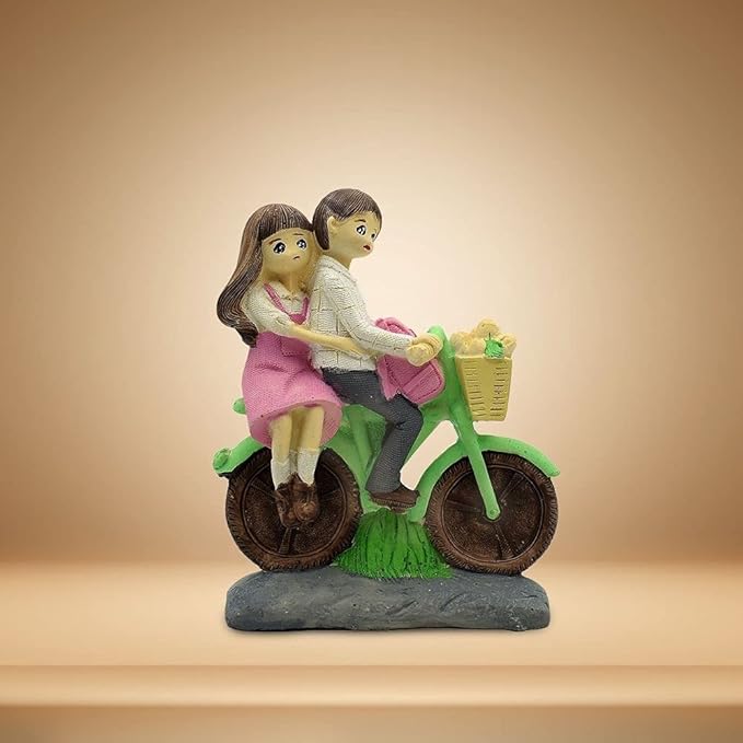 Love Couple Showpiece Sitting on Cycle forHome Decor Valentine Gift