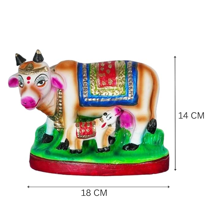 Pasu Kandru Cow Golu Bommai for Navrathri - Handmade Clay Doll - 14 cm