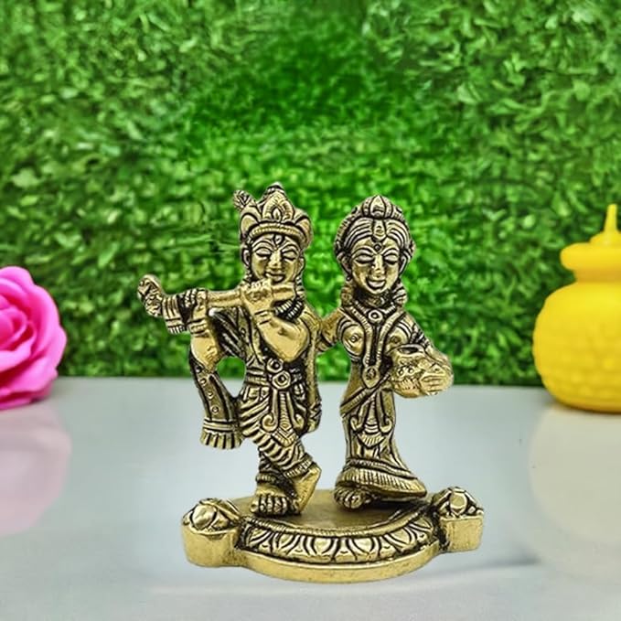 Brass Radha Krishna Showpiece Idol for Home Decor Gifting