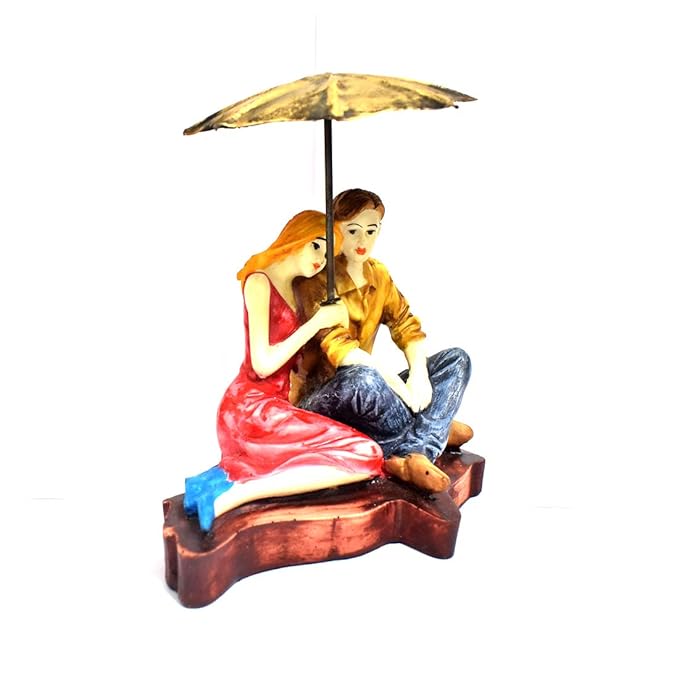 Love Couple with Umbrella Statue Showpiece Gift Item for Valentine's Day.