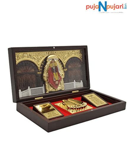 Shirdi Sai Baba Photo Frame with Charan Paduka -Puja N Pujari