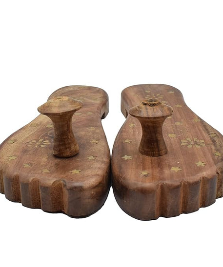 Handwork Wearable Wooden Chappal For Mandir Big Size