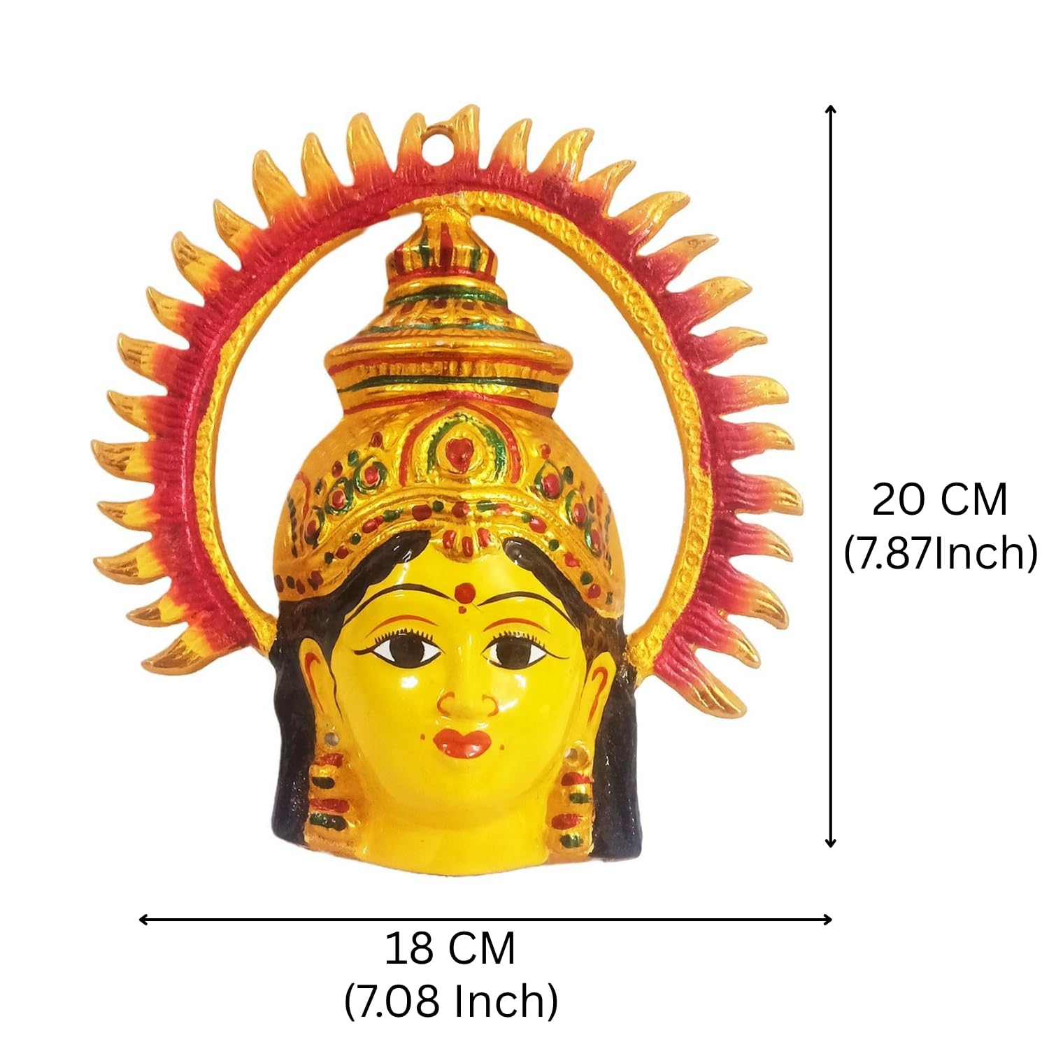 Metal Varalakshmi Devi Amman Face Decor with Suryan Arch & Alankaram – Traditional Pooja