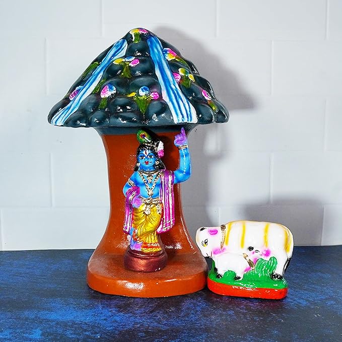 Handmade Clay Govardhana Giri Golu Dolls Set