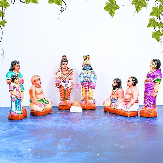 Handcrafted Navaratri Kolu Showpiece | Multicolor Medium Size Dolls for Golu Padi Decor