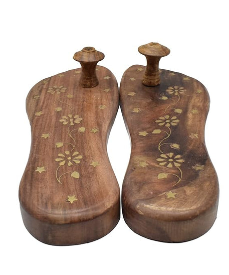 Handwork Wearable Wooden Chappal For Mandir Big Size