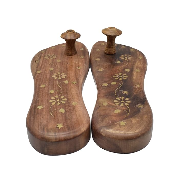 Handwork Wearable Wooden Chappal For Mandir Big Size