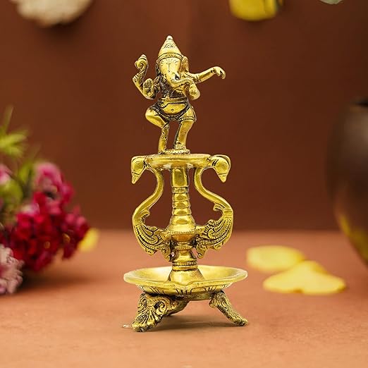 Dancing Ganesh Diya on Swan
