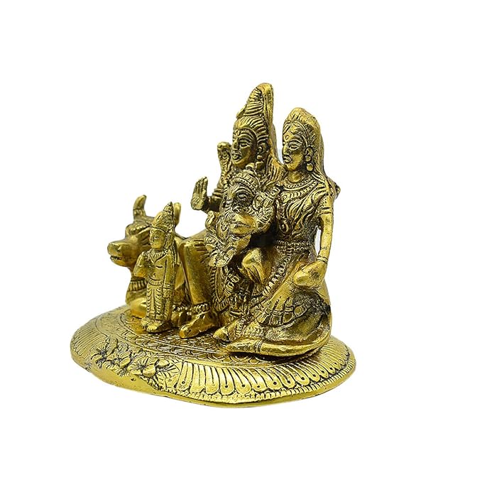 Lord Shiva Family Idol Sitting on Nandi for Home Office Decoration