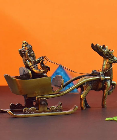Brass Lord Ganesha Savari Antique Showpiece