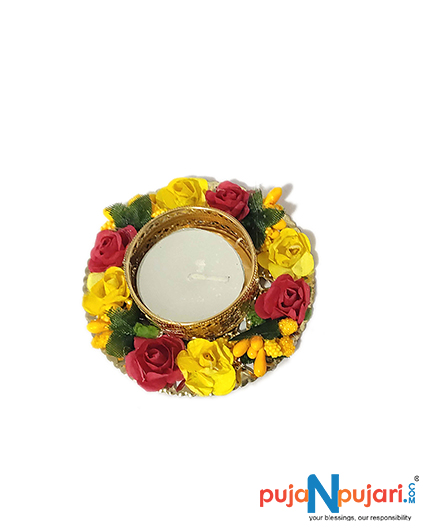 Flower Design Diya Tea Light Candle Holder