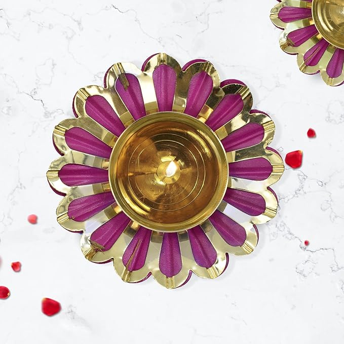 Lotus Brass Diya for Puja Oil Lamp