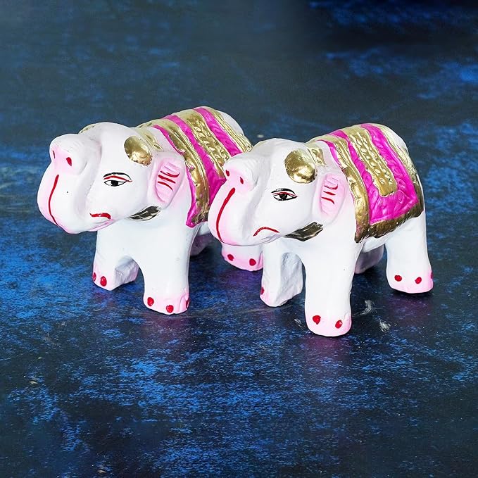 Elephant Golu Bommai in White Color For Navrathri