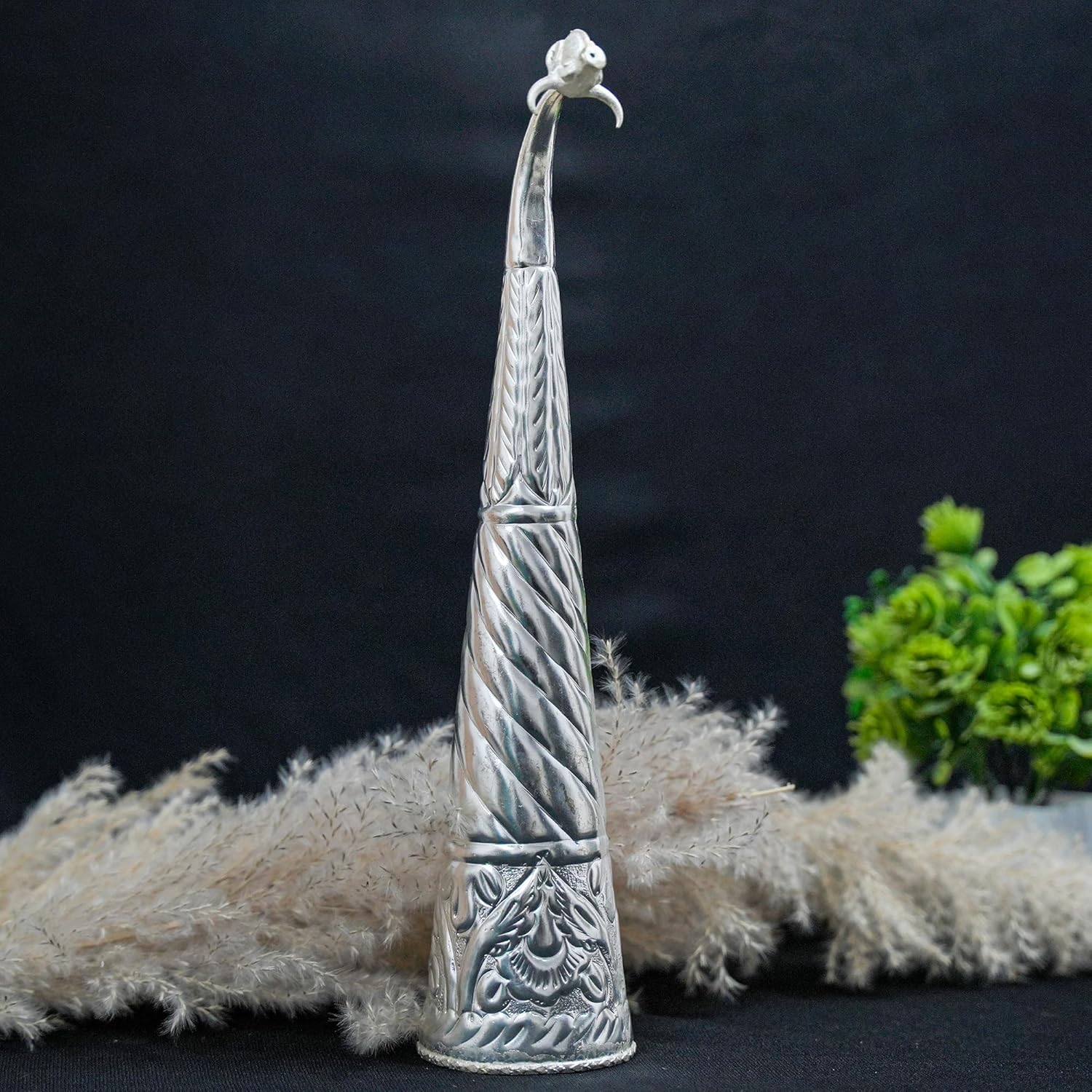 Silver Plated Gaumukhi Shringi for Rudrabhishek (Big)