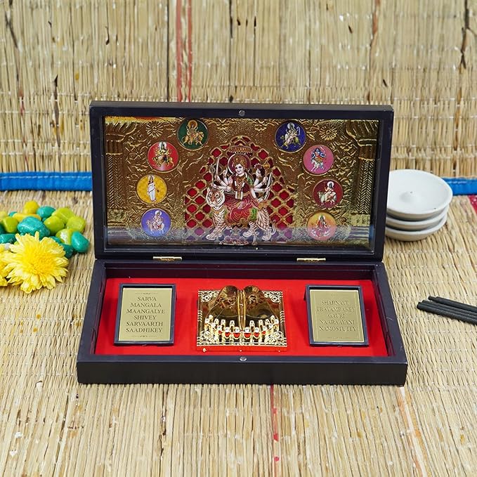 Maa Durga Photo Frame with Charan Paduka