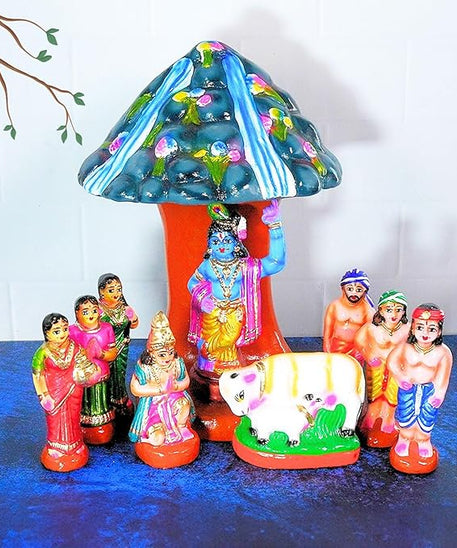 Krishna Govarthanagiri Clay Golu Bommai Set for Navarathri