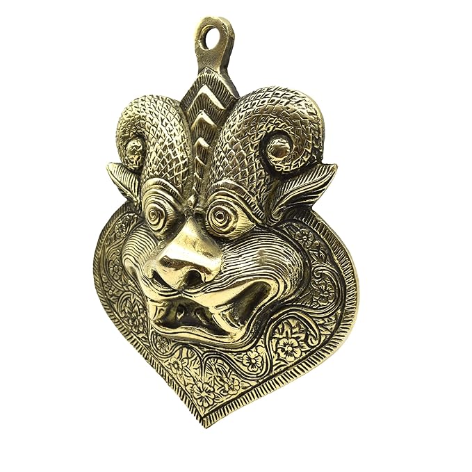 Nazar Battu for Home Entrance Big Size - Brass Kirtimukha Keerthi Mukudu Mukha Idol for Home Entrance