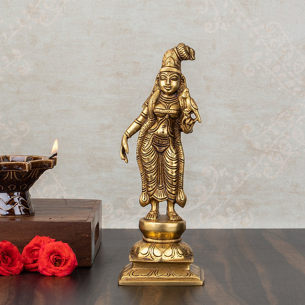 Brass Superfine Goddess Andal/godadevi Statue ( 6" Height )