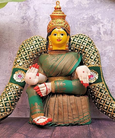 PujaNPujari Fabric Vagamalai Decorative for Varalakshmi Pooja Idol (Green)