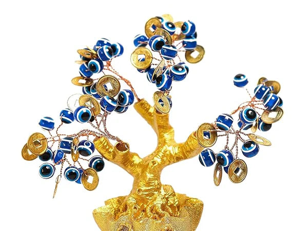 Feng Shui Evil Eye Money Tree for Home Decor – Spiritual Good Luck & Protection Tree ( Lenth-6cm,width-6cm,Height-15cm )