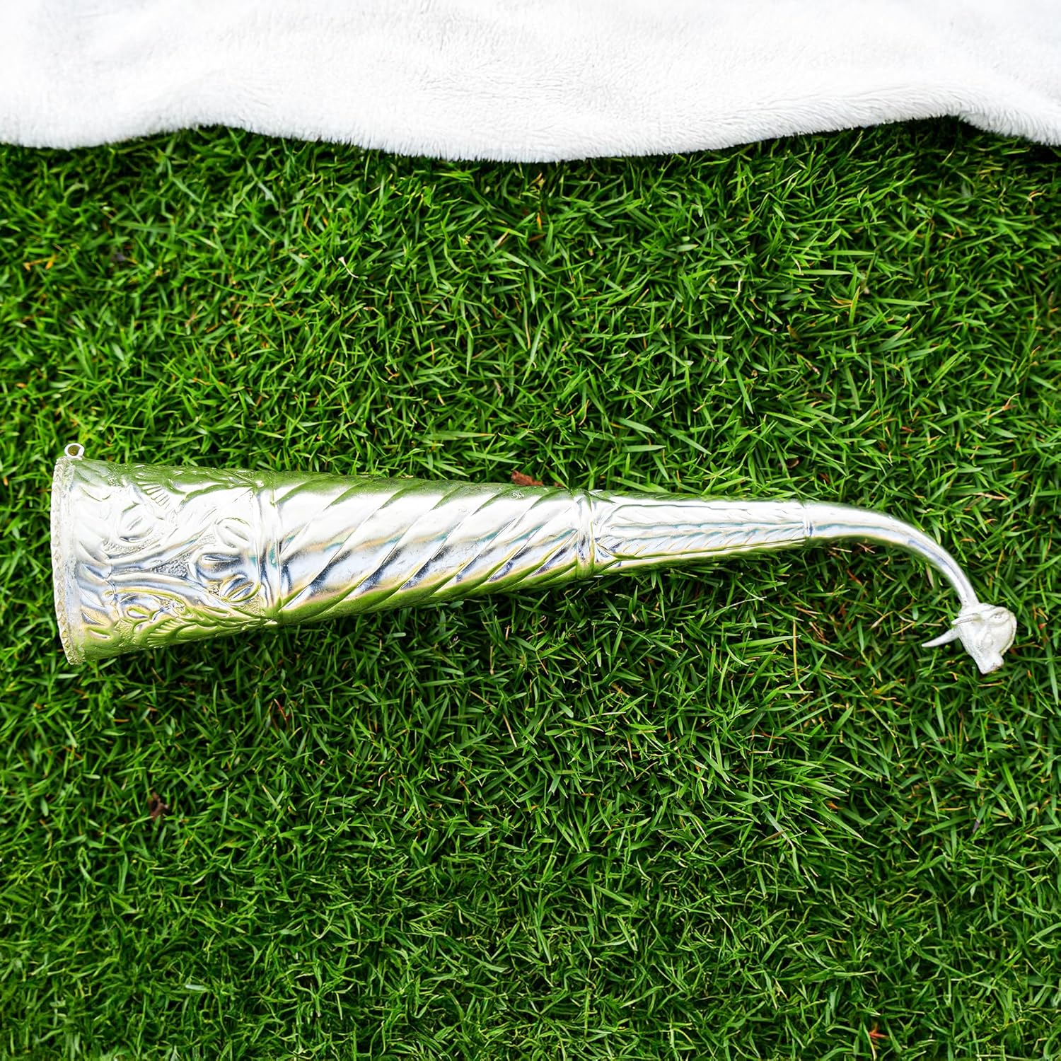 Silver Plated Gaumukhi Shringi for Rudrabhishek (Mediam)