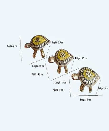 Feng Shui Brass Tortoise Wish Fulfilling Set with Secret Compartment – Pack of 3