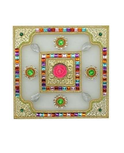 Acrylic Rangoli Set for Floor with Tealight Candle Holder