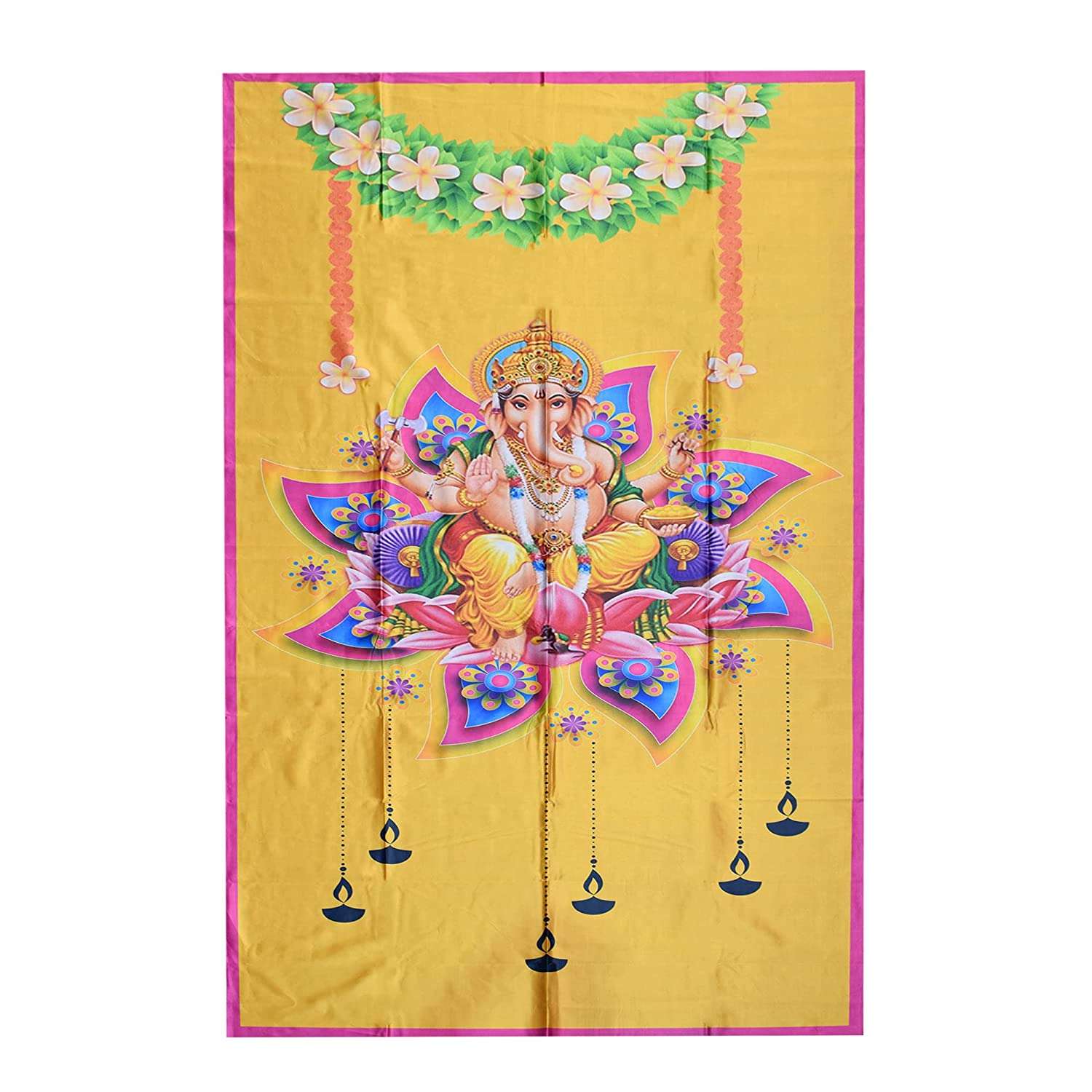 Backdrop for House Warming Decoration Yellow Colour Flower Design Festival Backdrop Decoration Clothes