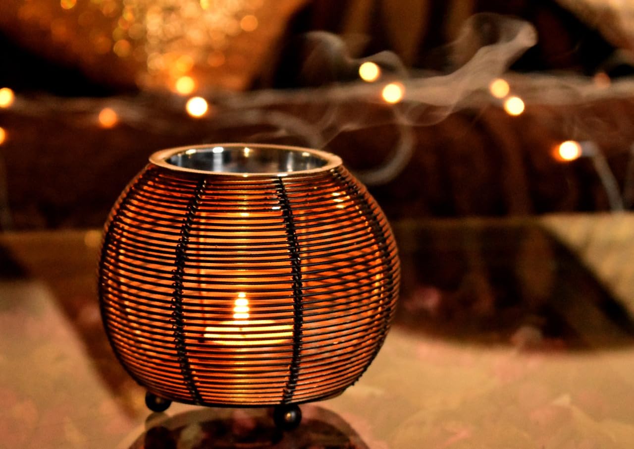 Aroma Oil Burner/Diffuser/Incense Burner/Candle Holder – 5×4 inches Black Gold
