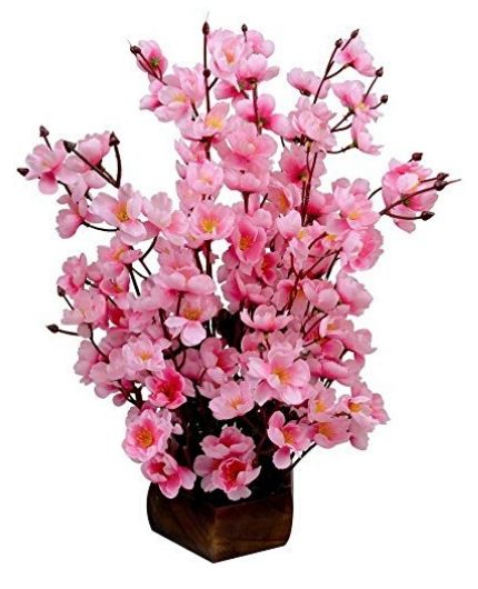 Blossom Artificial Flowers with Pot Red White