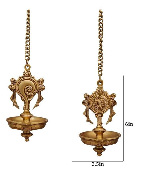 Brass Shankh Chakra Diya 3
