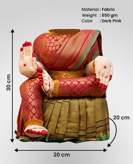 Lakshmi Idol For Varalakshmi Vratham Dark Pink Gold Saree