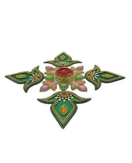 Diya Design Acrylic Rangoli Set Decorations for Floor