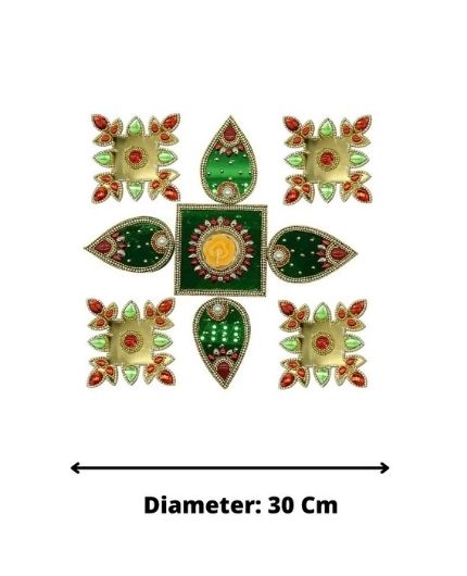 Diya Design Acrylic Rangoli Set for Floor with Tealight Candle Holder