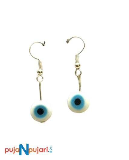 White Evil Eyes Earrings