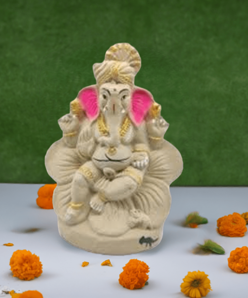 Eco-friendly-Ganesha-Idol-with-Turban--6-inch