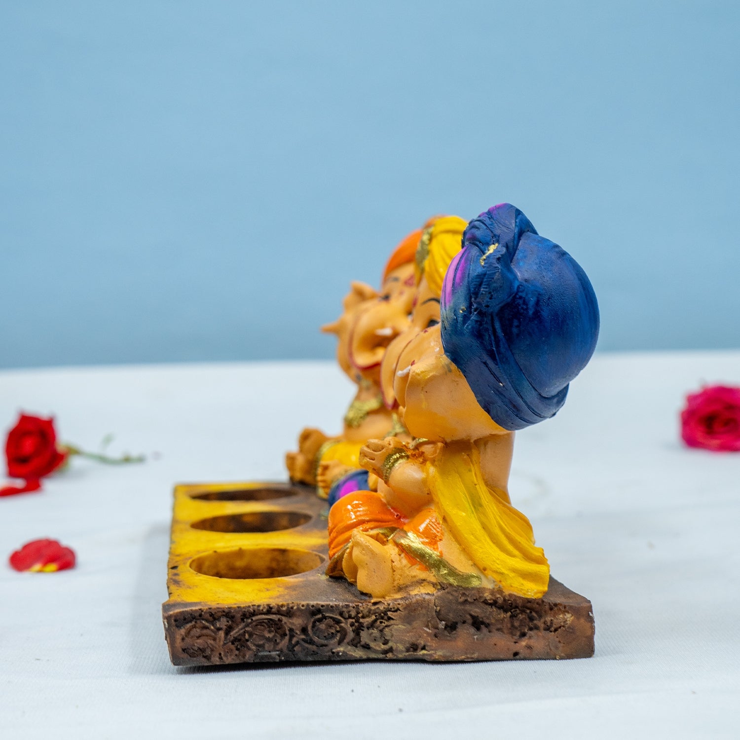Ganpati T Light Candle Stand - for Home Decor, Pooja Room, Diwali Decoration & Gift
