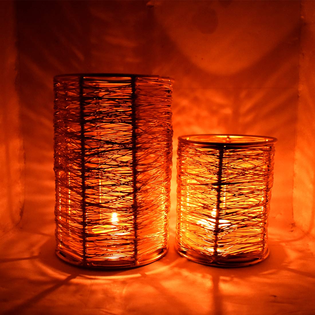 Golden Metal Wire Tea Light Candle Holder
