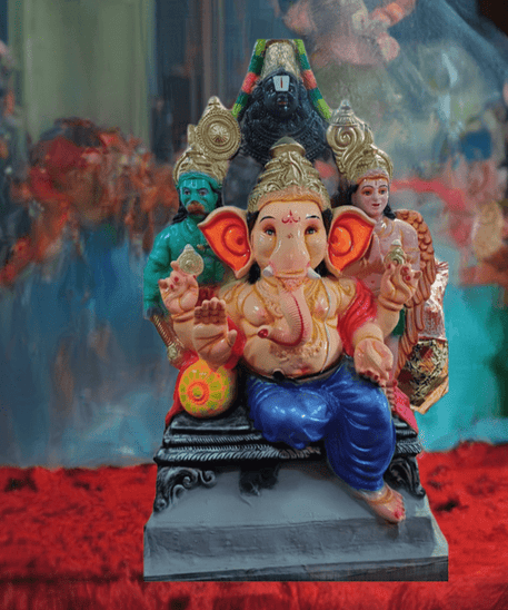 Grand 7.6 ft eco-friendly Ganesha idol.