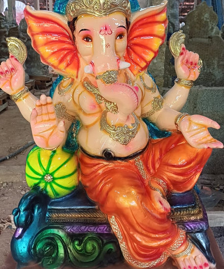 4.5 Feet Eco Friendly Ganpati Idol built of mud & Ganesha idol big Size