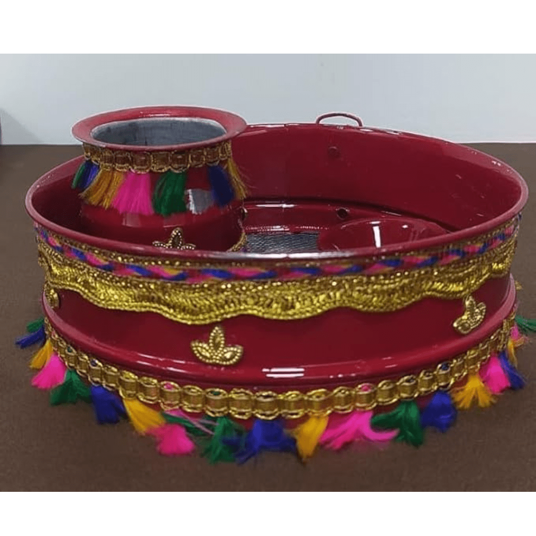 Karwa Chauth Pooja For Chalni for Chand Pooja Kalash and Diya.