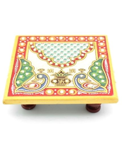 Lord Krishna on Marble Pooja Chowki