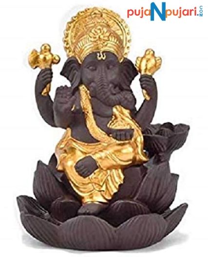 Lotus Design Ganapathi Backflow Cone Incense Holder