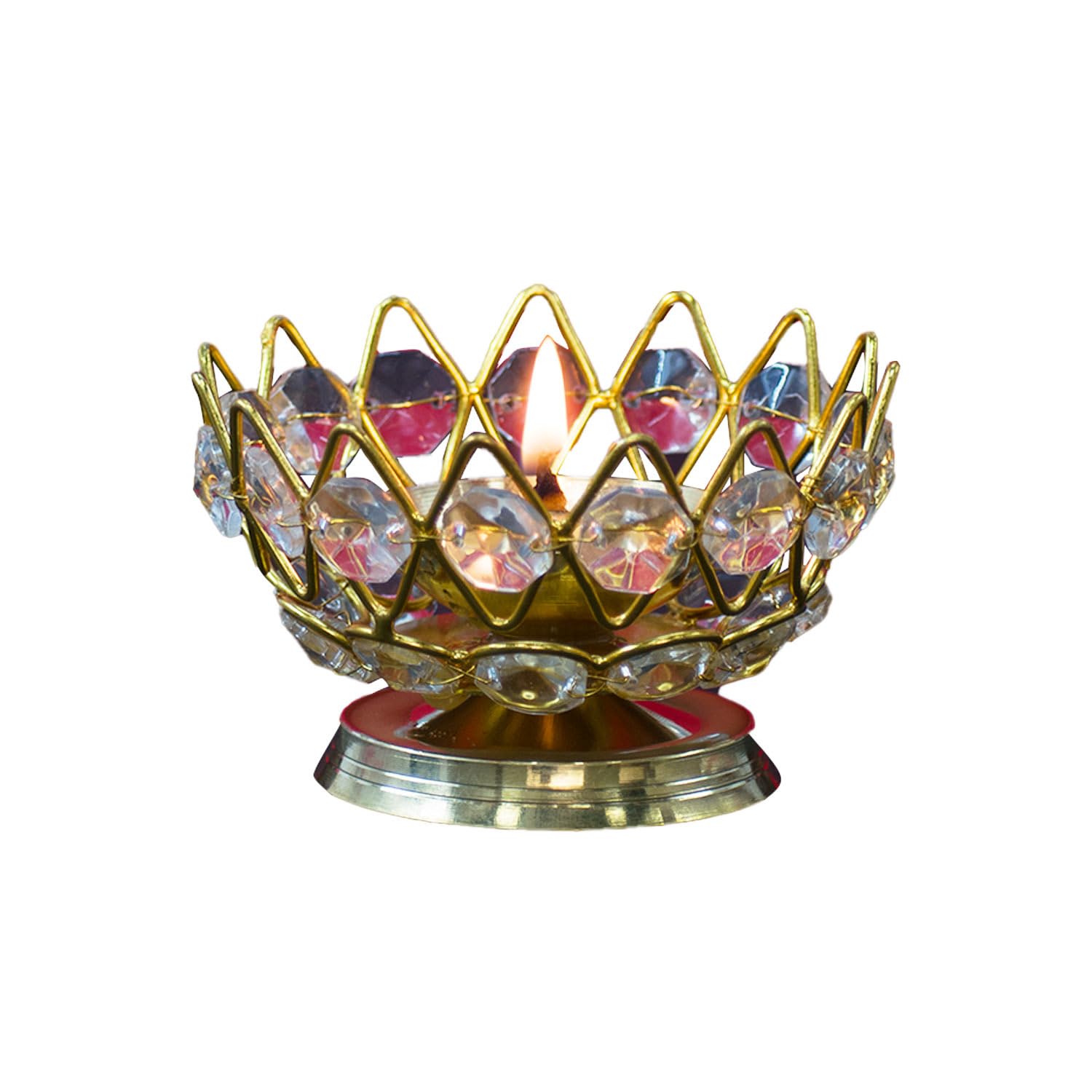 Lotus Design Crystal Diya Akhand Jyoti