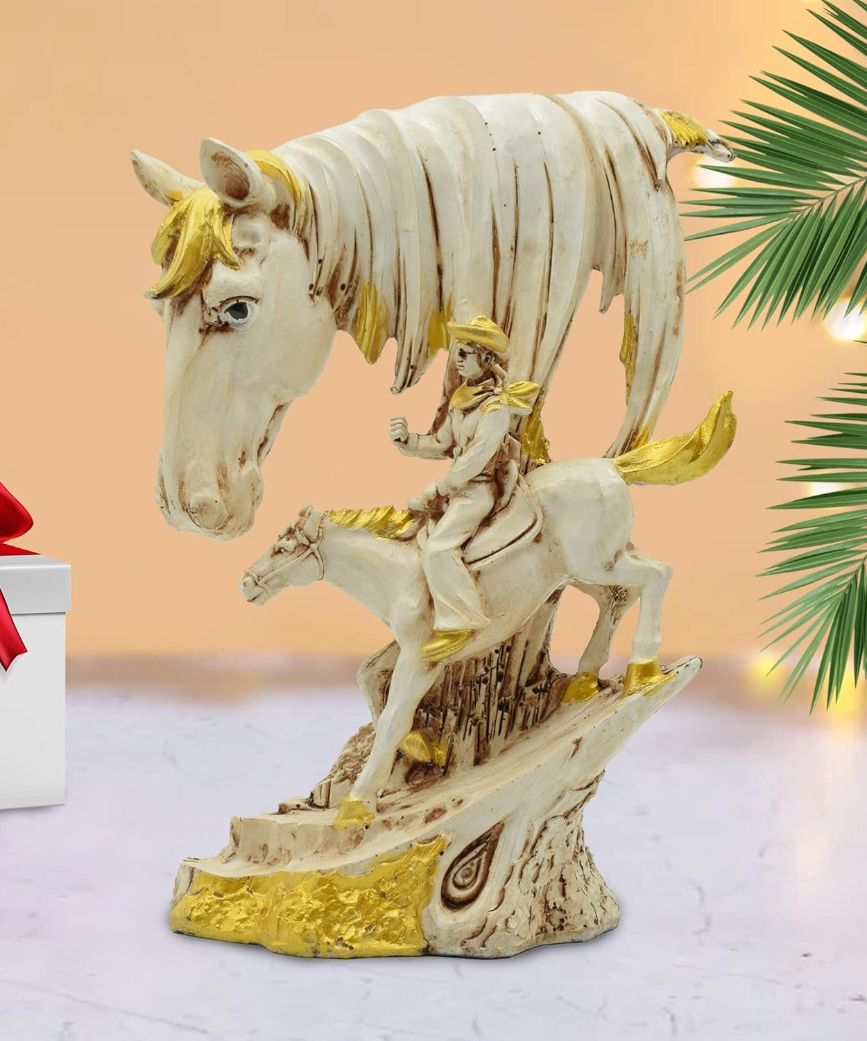 Man Riding Horse Sculpture Home Decor