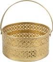 Metal Round Flower Basket With Handle Best For Puja Dining Table And Home Decoration Fruit