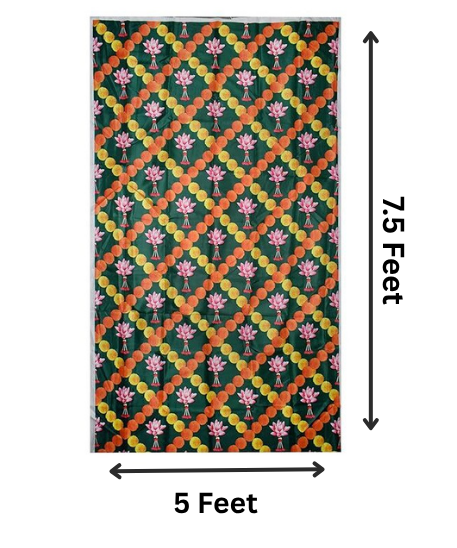 Marigold and Lotus Design Backdrop Cloth for Decoration Pooja and All Festivals
