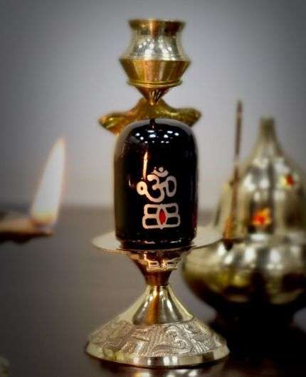 Shiva Lingam Marble Stone Set Stand