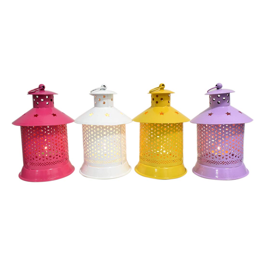 Tea Light Candle Holder Hanging Lantern for Home Decor and Gift (Set of 4)