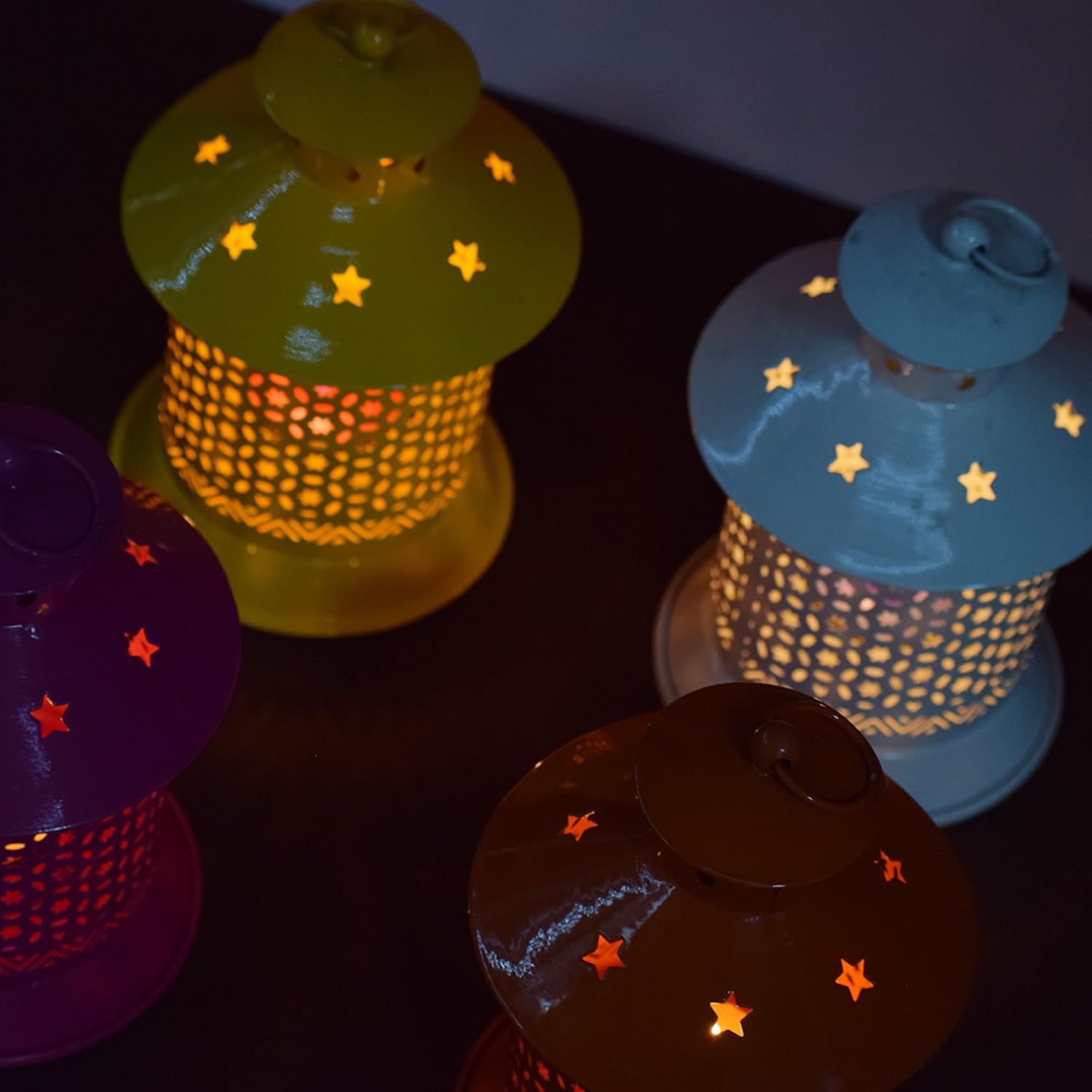 Tea Light Candle Holder Hanging Lantern for Home Decor and Gift (Set of 4)